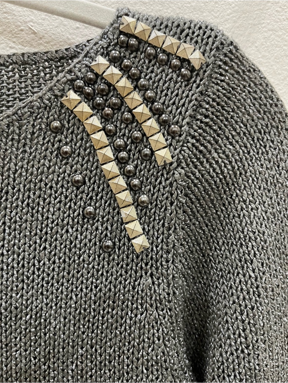 Promod Embellished Grey Crewneck Sweater M - Picture 8 of 9
